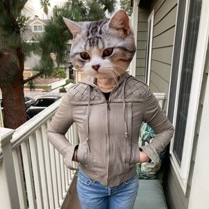 Great Condition Mike & Chris Gray 100% Soft Leather Hoodie Zip Up Jacket